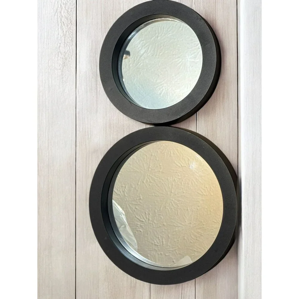 Decorative Circle Shadow Box Style Mirrors Set of 2
